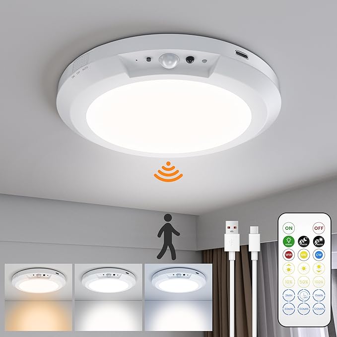 ✨Dimmable rechargeable ceiling light with motion sensor – magnetic & wireless